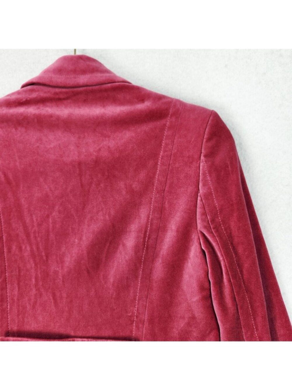 Boden Jacket Womens 4 Pink Velvet Button Front Long Overcoat Preppy Casual - Picture 12 of 12